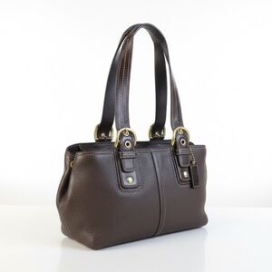 Coach Large Gold Buckle Soho Shoulder Bag – Mahogany Brown Floral Scarf Accent